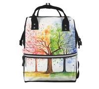 BWQTRYD Four Seasons Spring Tree Diaper Bag Large Capacity Travel Backpack | Waterproof Diaper Backpack For Mom Dad, Multifunction Travel Baby Bag With Changing Pad And Pacifier Holder, Mummy Backpack