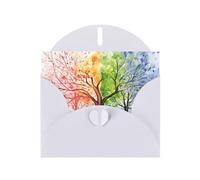 BWQTRYD Four Seasons Spring Tree Greeting Cards Blank Note Cards with Envelopes Happy Birthday Card Thank You Card Wedding Party Invitation Cards for All Occasions 4x6 Inch
