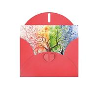 BWQTRYD Four Seasons Spring Tree Greeting Cards Blank Note Cards with Envelopes Happy Birthday Card Thank You Card Wedding Party Invitation Cards for All Occasions 4x6 Inch