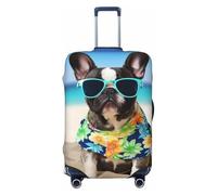 BWQTRYD french bulldog summer Luggage Cover Tsa Approved, Stretch Suitcase Protector Anti-Scratch Travel Suitcase Cover Washable Baggage Covers for 18-32 Inch Luggage Sleeve, Black, L