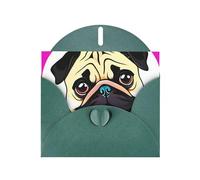 BWQTRYD Funny Cartoon Pug Puppy Dog Greeting Cards Blank Note Cards with Envelopes Happy Birthday Card Thank You Card Wedding Party Invitation Cards for All Occasions 4x6 Inch
