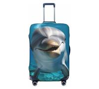 BWQTRYD Funny Dolphin Looking at You Luggage Cover Tsa Approved, Stretch Suitcase Protector Anti-Scratch Travel Suitcase Cover Washable Baggage Covers for 18-32 Inch Luggage Sleeve, Black, XL