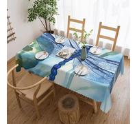 BWQTRYD Hand Painted Blue Dragonfly Table Cloth Rectangle Tablecloth 54 x 72 Inch Outdoor Washable Winkle and Stain Resistant Spillproof Table Cover for Kitchen Dining Tabletop Decoration