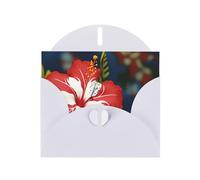 BWQTRYD Hawaii Flower Red Greeting Cards Blank Note Cards with Envelopes Happy Birthday Card Thank You Card Wedding Party Invitation Cards for All Occasions 4x6 Inch