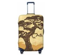 BWQTRYD Japanese Pine Trees at Sunrise Luggage Cover Tsa Approved, Stretch Suitcase Protector Anti-Scratch Travel Suitcase Cover Washable Baggage Covers for 18-32 Inch Luggage Sleeve, Black, L