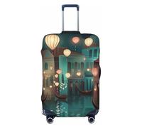 BWQTRYD Lights on the Lake Luggage Cover Tsa Approved, Stretch Suitcase Protector Anti-Scratch Travel Suitcase Cover Washable Baggage Covers for 18-32 Inch Luggage Sleeve, Black, XL