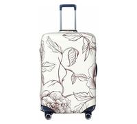 BWQTRYD Line Floral Rose Flowers Design Luggage Cover Tsa Approved, Stretch Suitcase Protector Anti-Scratch Travel Suitcase Cover Washable Baggage Covers for 18-32 Inch Luggage Sleeve, Black, XL