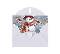 BWQTRYD Merry Christmas Snow man and Birds Greeting Cards Blank Note Cards with Envelopes Happy Birthday Card Thank You Card Wedding Party Invitation Cards for All Occasions 4x6 Inch