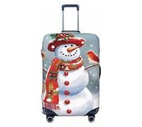 BWQTRYD Merry Christmas Snow man and Birds Luggage Cover Tsa Approved, Stretch Suitcase Protector Anti-Scratch Travel Suitcase Cover Washable Baggage Covers for 18-32 Inch Luggage Sleeve, Black, L
