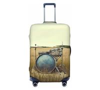 BWQTRYD Music Drum in Field Luggage Cover Tsa Approved, Stretch Suitcase Protector Anti-Scratch Travel Suitcase Cover Washable Baggage Covers for 18-32 Inch Luggage Sleeve, Black, L