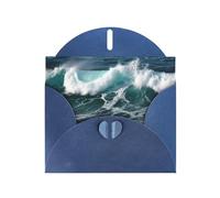 BWQTRYD Ocean Waves Greeting Cards Blank Note Cards with Envelopes Happy Birthday Card Thank You Card Wedding Party Invitation Cards for All Occasions 4x6 Inch