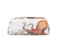 BWQTRYD Octopus tentacles Pencil Bag Leather Pencil Case Travel Makeup Bag Zipper Toiletry Bag for Women Men Purse