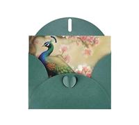 BWQTRYD Oriental Peacock on Flower Tree Greeting Cards Blank Note Cards with Envelopes Happy Birthday Card Thank You Card Wedding Party Invitation Cards for All Occasions 4x6 Inch