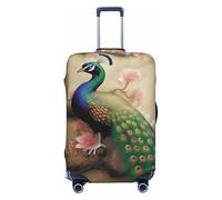 BWQTRYD Oriental Peacock on Flower Tree Luggage Cover Tsa Approved, Stretch Suitcase Protector Anti-Scratch Travel Suitcase Cover Washable Baggage Covers for 18-32 Inch Luggage Sleeve, Black, L