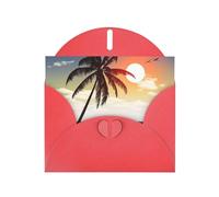 BWQTRYD Palm Tree on Beach Greeting Cards Blank Note Cards with Envelopes Happy Birthday Card Thank You Card Wedding Party Invitation Cards for All Occasions 4x6 Inch