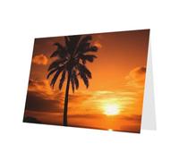 BWQTRYD Palm Tree Sunset Greeting Cards Blank Note Cards with Envelopes Happy Birthday Card Thank You Card Wedding Party Invitation Cards for All Occasions 4x6 Inch