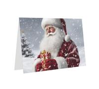 BWQTRYD Santa Claus Snow Secenry Greeting Cards Blank Note Cards with Envelopes Happy Birthday Card Thank You Card Wedding Party Invitation Cards for All Occasions 4x6 Inch