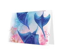 BWQTRYD Sea Animals Stingrays Greeting Cards Blank Note Cards with Envelopes Happy Birthday Card Thank You Card Wedding Party Invitation Cards for All Occasions 4x6 Inch