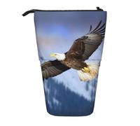 BWQTRYD Standing Pencil Case Bald Eagle Flying Pen Holder Telescopic Pencil Bag Large Capacity Pencil Pouch Cute Pop Up Pencil Holder Makeup Cosmetics Bag for Office Work Holiday Gift