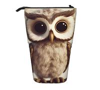 BWQTRYD Standing Pencil Case Cute Owl Pen Holder Telescopic Pencil Bag Large Capacity Pencil Pouch Cute Pop Up Pencil Holder Makeup Cosmetics Bag for Office Work Holiday Gift