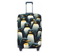 BWQTRYD Stylish Crowd of Penguins Pattern Luggage Cover Tsa Approved, Stretch Suitcase Protector Anti-Scratch Travel Suitcase Cover Washable Baggage Covers for 18-32 Inch Luggage Sleeve, Black, S