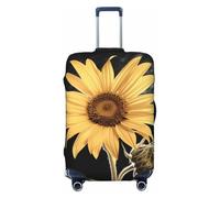 BWQTRYD Sunflower In the Dark Luggage Cover Tsa Approved, Stretch Suitcase Protector Anti-Scratch Travel Suitcase Cover Washable Baggage Covers for 18-32 Inch Luggage Sleeve, Black, M