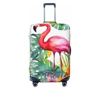 BWQTRYD Tropical watercolor pineapple Flamingo Luggage Cover Tsa Approved, Stretch Suitcase Protector Anti-Scratch Travel Suitcase Cover Washable Baggage Covers for 18-32 Inch Luggage Sleeve, Black, S