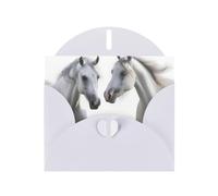 BWQTRYD White Horses Greeting Cards Blank Note Cards with Envelopes Happy Birthday Card Thank You Card Wedding Party Invitation Cards for All Occasions 4x6 Inch