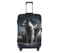 BWQTRYD wolf at night Luggage Cover Tsa Approved, Stretch Suitcase Protector Anti-Scratch Travel Suitcase Cover Washable Baggage Covers for 18-32 Inch Luggage Sleeve, Black, S