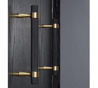 BWRMHME Set of 2 Solid Brass Cabinet Pulls 6.3 Inch (5 Inch Hole Centers) Gold Black Knurled Textured Cabinet Handles Brass Pulls for Dresser Door Drawer Hardware (2, Black Gold)