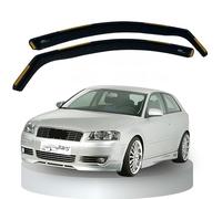 BWS Wind Deflectors for Audi A3 / S3 8P MK2 2003-2012 3 Door Hatchback 2pcs Set - Keep Your Car Ventilated in Rain - Reduce Wind Turbulence - Dark Tinted In Channel