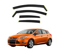 BWS Wind Deflectors for Ford Focus MK3 2010-2017 5-Door Hatchback Saloon 4-pieces Set - Keep Your Car Ventilated in Rain - Reduce Wind Turbulence - In-Channel Dark Tinted Set Visors