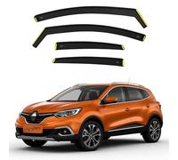 BWS Wind Deflectors for Renault Kadjar 2015-2024 5 Door SUV 4 pieces Set - Keep Your Car Ventilated in Rain - Reduce Wind Turbulence - In-Channel Dark Tinted Set Visors