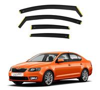 BWS Wind Deflectors for Skoda Octavia MK3 2013-2019 5-Door Hatchback 4 pieces Set - Keep Your Car Ventilated in Rain - Reduce Wind Turbulence - In-Channel Dark Tinted Set Visors