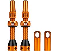 BWSHLF Orange Tubeless Presta Valve Stem 60mm / 80mm, Super Light Alloy Kit Value Core Remover Tool and Caps - Multiple Color Size Options(Pair), Black,Blue,Orange (Valve orange)