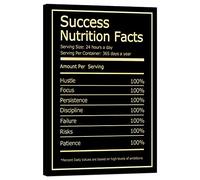 BWSPACE Success Nutrition Facts Wall Art Motivational Wall Art Decor for Office Bedroom Modern Artwork Framed and Ready to Hang(Success, 12x18 inch)