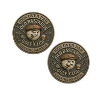 Bwuikim 1/2 / 5 Over Pars Old Bastards Golf Coin Funny Golfs Challenge Gag Golfers, Friend Novelty Ball Marker Over Pars Old Bastards Novelty Markers Gag Men Women Golfers Challenge