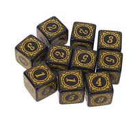 Bwuikim 10 Pcs Acrylic Six Sided Dices Set Square Edged Role Playing Table Game Polyhedral Board Game Accessories Dice Tray