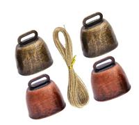 Bwuikim 4pcs Iron Cow Bells with Rope Pet Identification Metal for Livestock Anti Lost Outdoor Decoration Portable Livestock with Rope