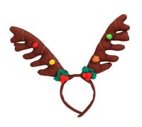 Bwuikim Adjustable Brown Deer Antlers Headpiece Mistletoe Costume Accessory for Adults Kids Seasonal Event Brown Fabric Reindeer Headbands
