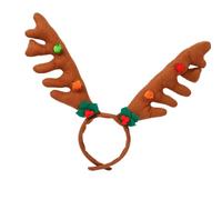 Bwuikim Adjustable Brown Deer Antlers Headpiece Mistletoe Costume Accessory for Adults Kids Seasonal Event Brown Fabric Reindeer Headbands