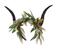 Bwuikim Antelope Headband Halloween Horn Devil Horns Goth Leave Goth Headpiece Day of the Dead Halloween Horns