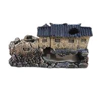 Bwuikim Aquariums Resin Antique Architecture Fish Shelter Cave Decorative House Figurine Home Use Fishtanks Landscaping Accessory Shrimp Hideaways