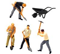 Bwuikim Artistic 1: 64 Miniature Road Construction Model with Workers Digging Treasure Strong Resin Component for Desk Decoration Artistic Miniature Road Construction Worker