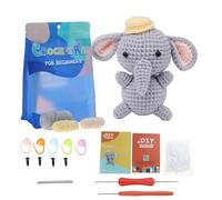 Bwuikim Beginners Crochet Kits, Elephant, with Yarn, Hooks, Instructions Craft Starter Animal for for Pattern Books for