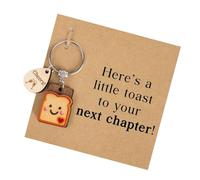 Bwuikim Cartoon Keychain Women New Beginnings, Divorce Breakup Encouragement Present, Inspirational Keyring Wooden Toasts Keychain