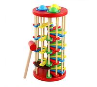 Bwuikim Children Pounding Ball Fall Ladder Small Hammer Colorful Toy Baby Early Education Wooden for Baby 2 3 4 Years Old Hammering Pounding Toys Wooden Educational Toy