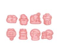 Bwuikim Christmas Themed Cookie Set Creative Christmas Baking Molds with 8 Different Shape for Cookie and Fondant Silicone Baking Tool