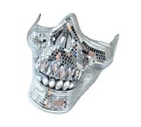 Bwuikim Comfortable and Stylish Crystal Skull Half Festival Costume Accessory for Adults and Trendsetters At Parties Reflective Skull