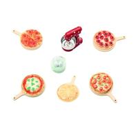 Bwuikim Creative Tiny Cookware Set Rosin Pizza Dishes and Combiner for Model House Locations Kids Imagination Toy Tiny Pizza Playset for Kids